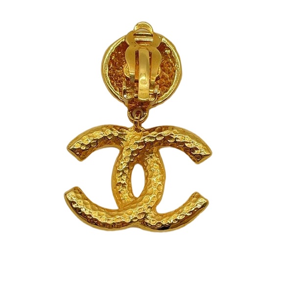 Chanel Vintage Gold Logomax Swing Earrings 95A GP - Picture 3 of 6